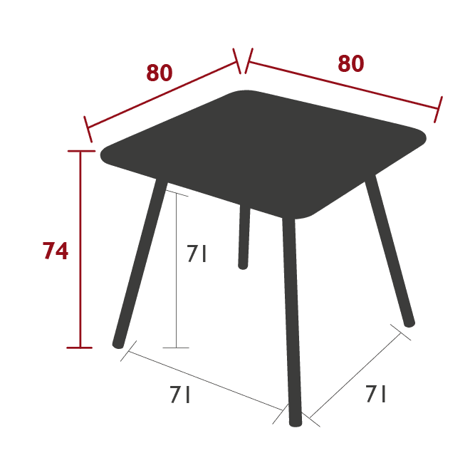 Table de jardin LUXEMBOURG - 80x80